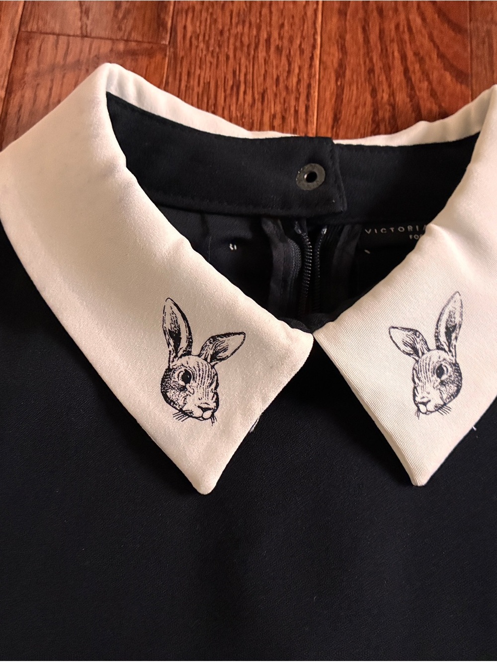 Victoria Beckham Black Bunny Collar Shift Dress - Size Small